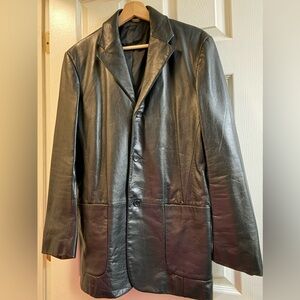 Banana Republic Men's Black Leather Blazer Jacket